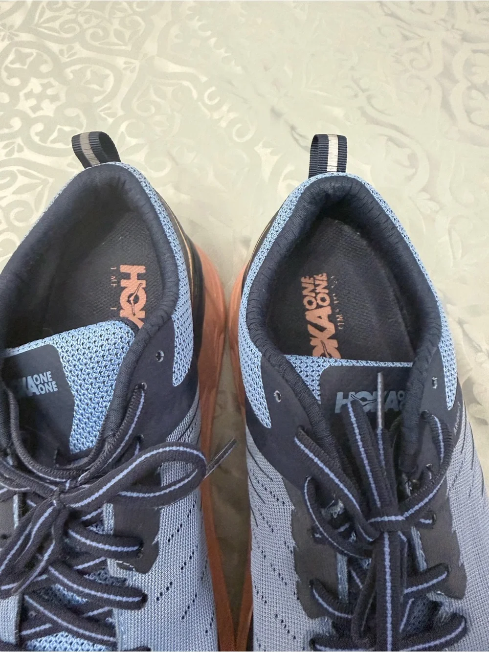 Hoka One One Women's Blue Running Shoes with Peach Accents